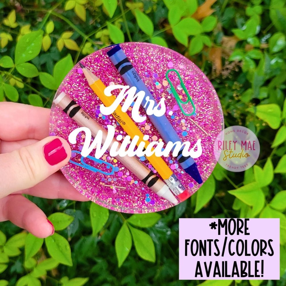 Personalized Teacher Resin Coaster Custom Teacher Gift, Back To School Gift